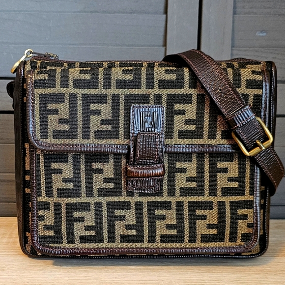 Authentic Vintage FENDI Zucca Canvas Crossbody Bag - Picture 1 of 16